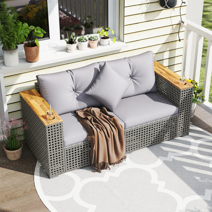2-Piece Patio Corner Sofa Set, Thick Cushions, Gray Outdoor Sectionals at Gallery Canada