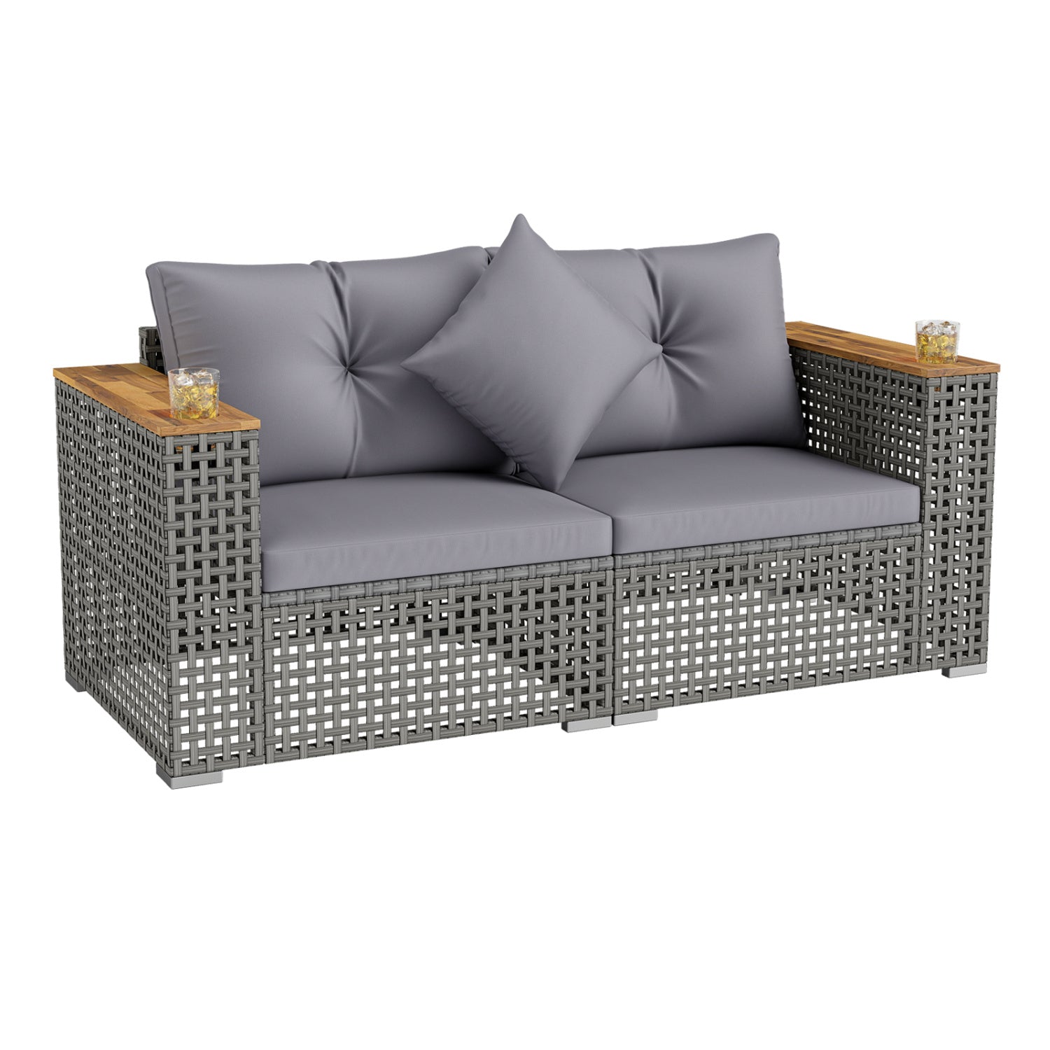2-Piece Patio Corner Sofa Set, Thick Cushions, Gray Outdoor Sectionals Gray at Gallery Canada