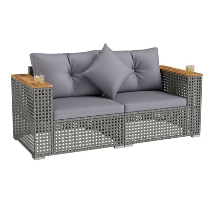 2-Piece Patio Corner Sofa Set, Thick Cushions, Gray Outdoor Sectionals Gray at Gallery Canada