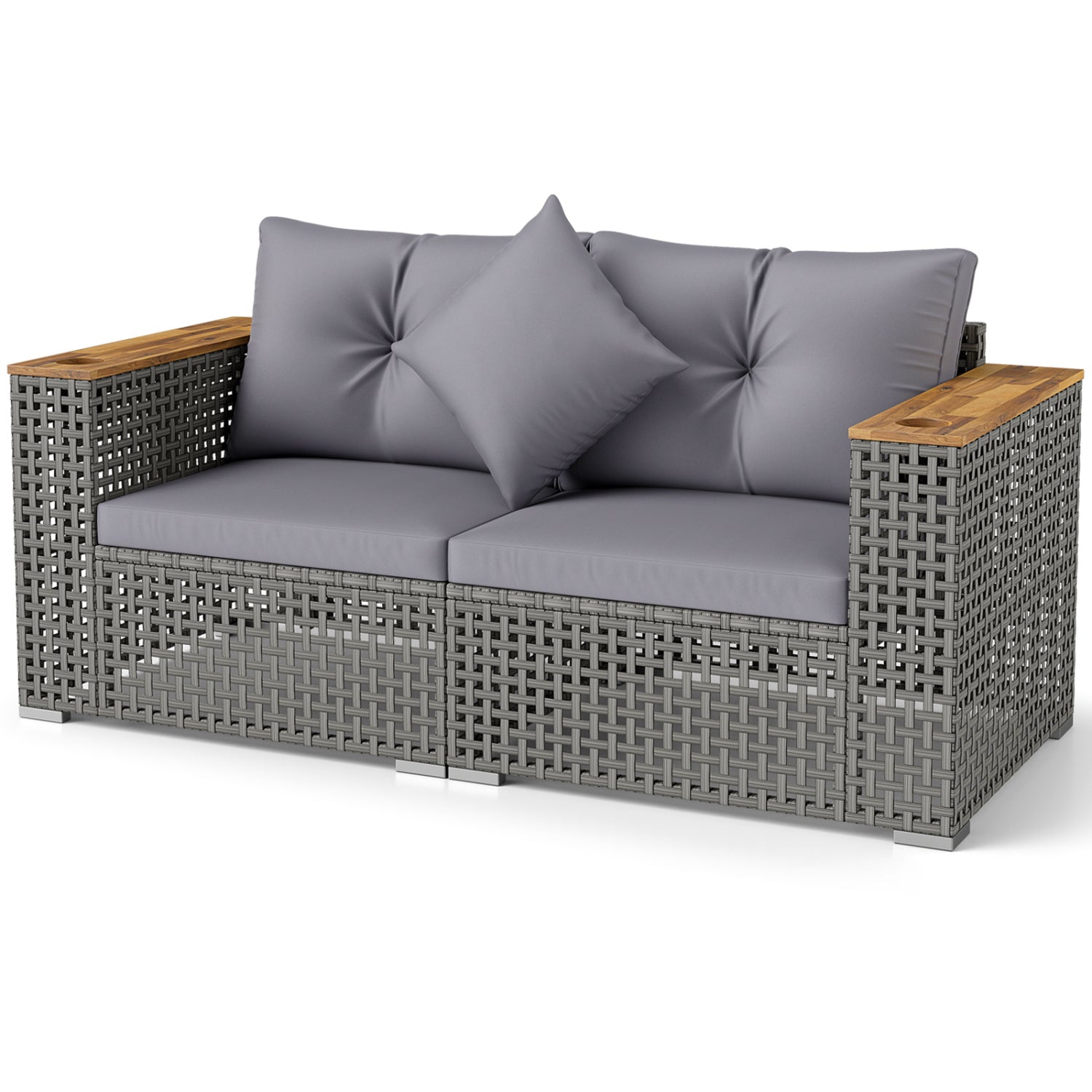 2-Piece Patio Corner Sofa Set, Thick Cushions, Gray Outdoor Sectionals at Gallery Canada
