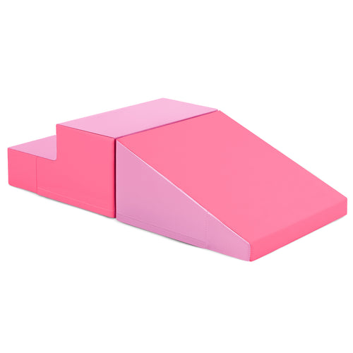 2-Piece Step And Slide Climber, Soft Play Set Foam Blocks, Pink