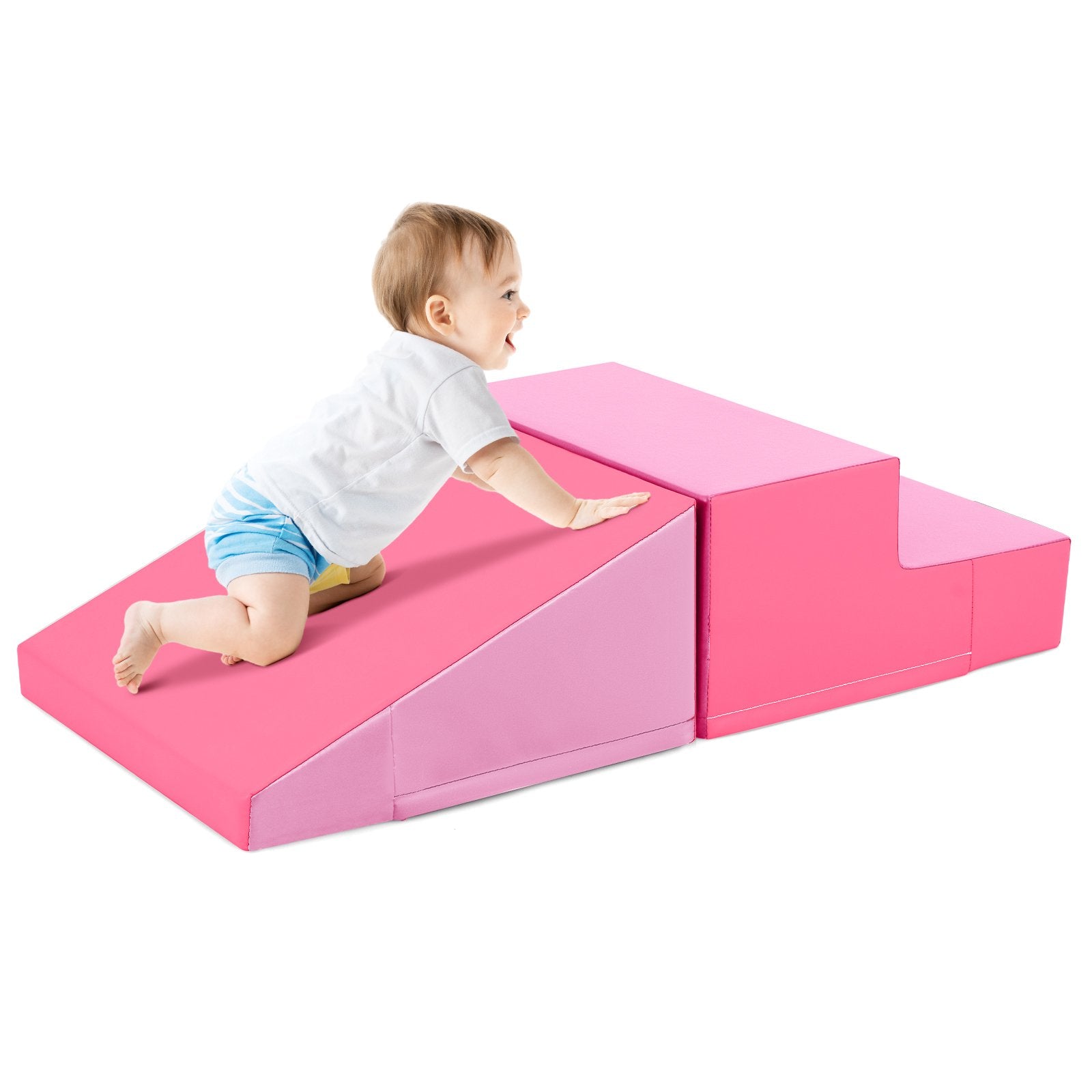 2-Piece Step and Slide Climber for Infants and Toddlers Baby Soft Play Set Foam Blocks, Pink Climbers & Slides at Gallery Canada
