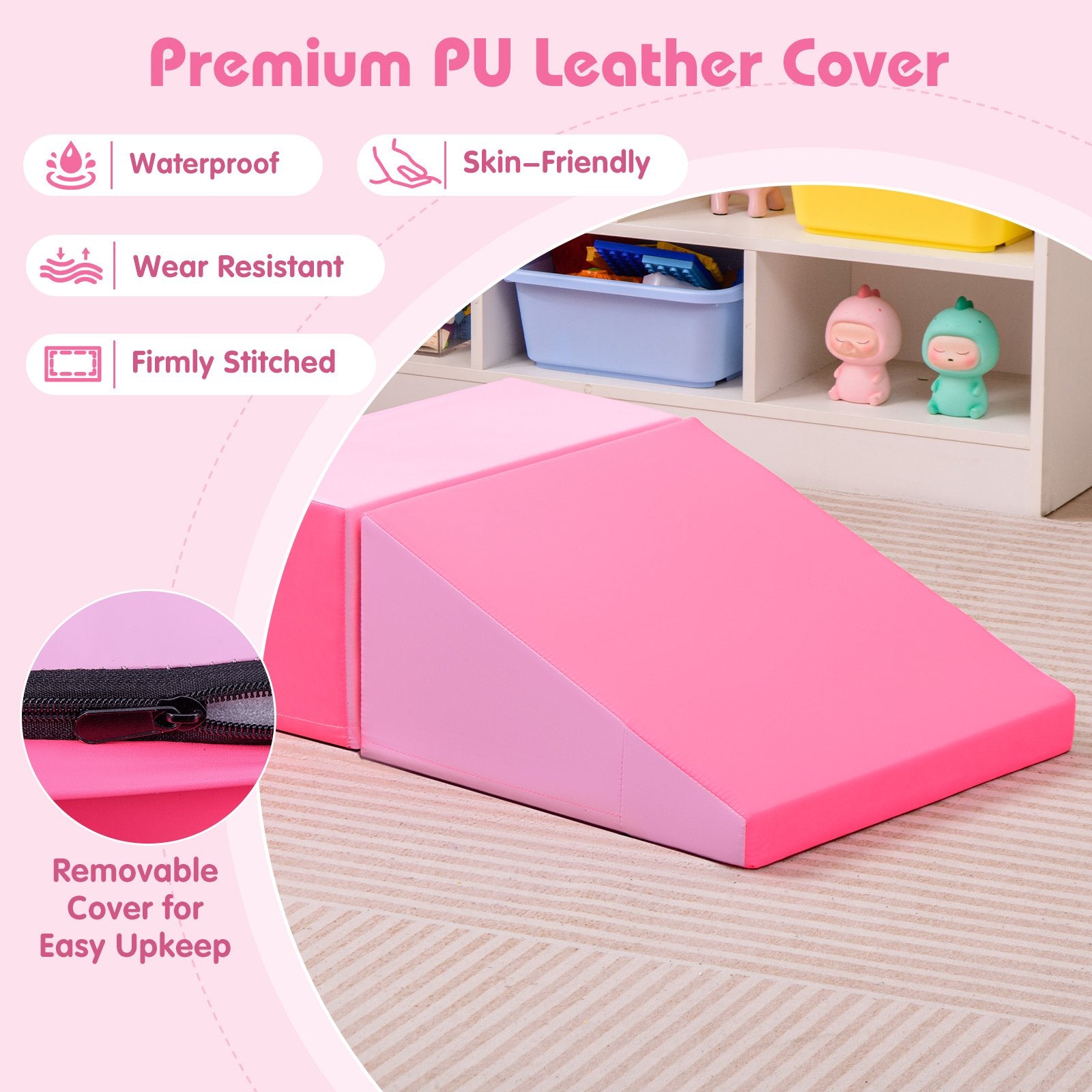 2-Piece Step and Slide Climber for Infants and Toddlers Baby Soft Play Set Foam Blocks, Pink Climbers & Slides at Gallery Canada