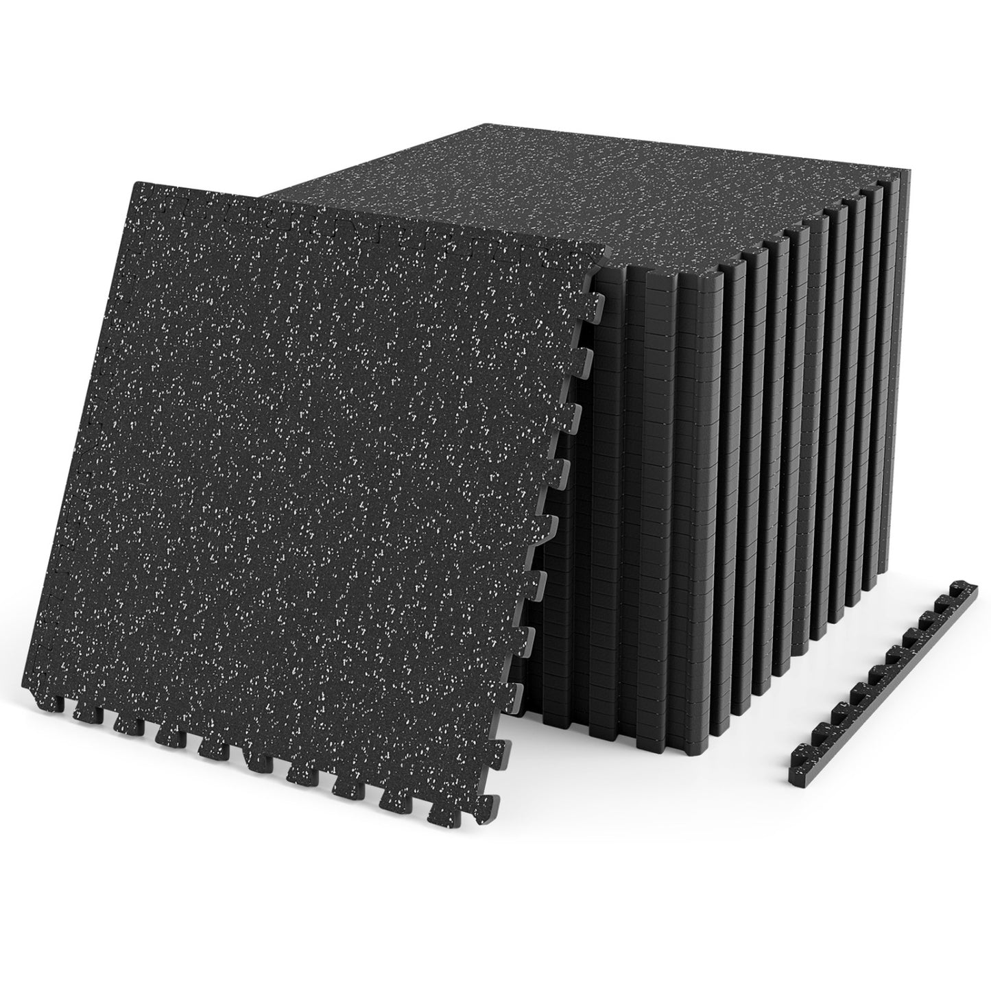 2 Pieces 0.39" Thick Rubber Exercise Mat 140 Sq Ft, Black & Gray