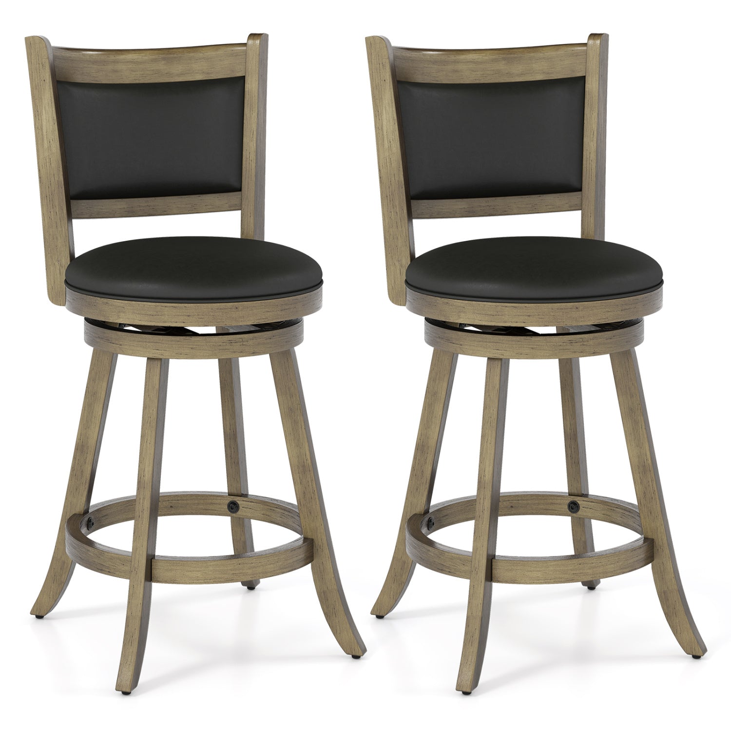 24 Inch Swivel Counter Stool, Upholstered Seat, Gray Bar Stools at Gallery Canada