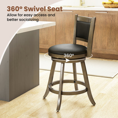 24 Inch Swivel Counter Stool, Upholstered Seat, Gray Bar Stools at Gallery Canada