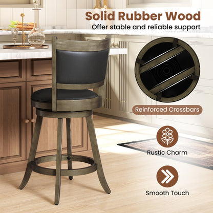24 Inch Swivel Counter Stool, Upholstered Seat, Gray Bar Stools at Gallery Canada