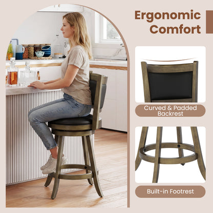 24 Inch Swivel Counter Stool, Upholstered Seat, Gray Bar Stools at Gallery Canada