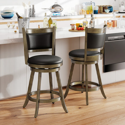 24 Inch Swivel Counter Stool, Upholstered Seat, Gray Bar Stools at Gallery Canada