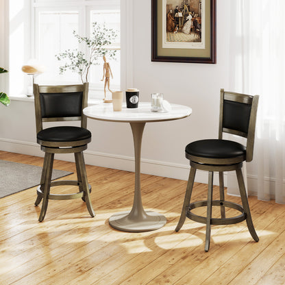 24 Inch Swivel Counter Stool, Upholstered Seat, Gray Bar Stools at Gallery Canada