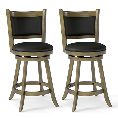 24 Inch Swivel Counter Stool, Upholstered Seat, Gray