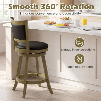 24 Inch Swivel Counter Stool, Upholstered Seat, Gray Bar Stools at Gallery Canada