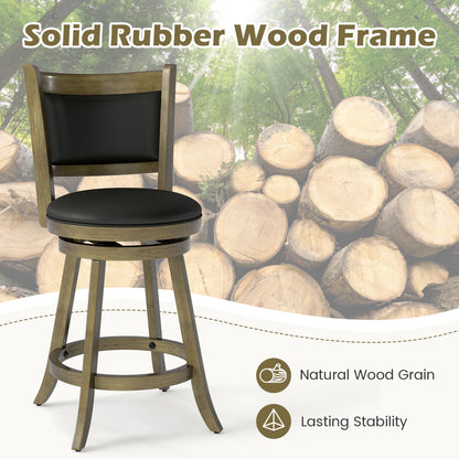 24 Inch Swivel Counter Stool, Upholstered Seat, Gray Bar Stools at Gallery Canada