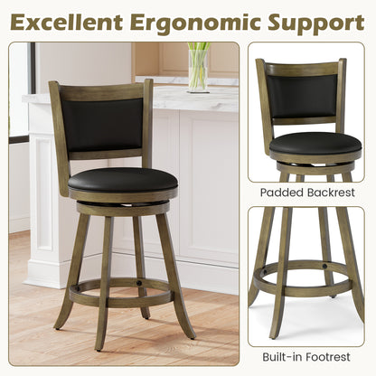 24 Inch Swivel Counter Stool, Upholstered Seat, Gray Bar Stools at Gallery Canada