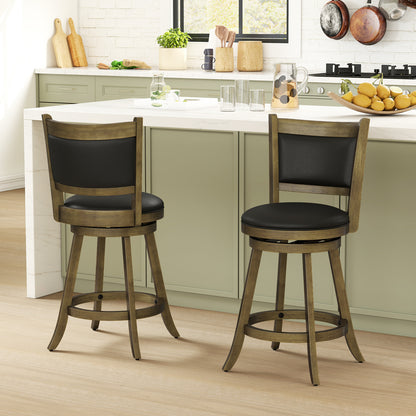 24 Inch Swivel Counter Stool, Upholstered Seat, Gray Bar Stools at Gallery Canada
