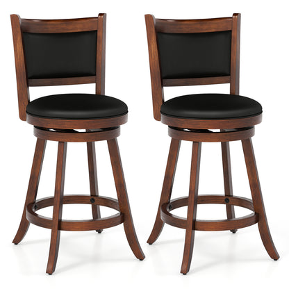 24 Inch Swivel Counter Stool, Upholstered Seat, Brown Bar Stools Brown at Gallery Canada