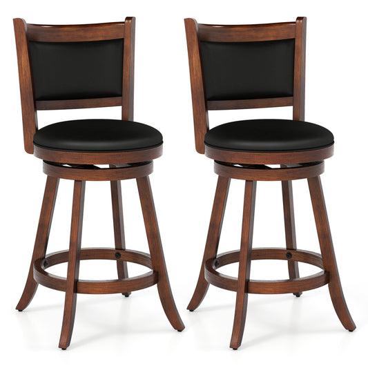 24 Inch Swivel Counter Stool, Upholstered Seat, Brown Bar Stools Brown at Gallery Canada
