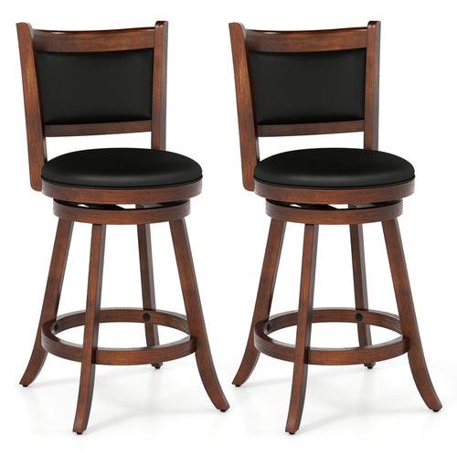 24 Inch Swivel Counter Stool, Upholstered Seat, Brown