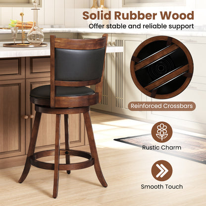 24 Inch Swivel Counter Stool, Upholstered Seat, Brown Bar Stools at Gallery Canada