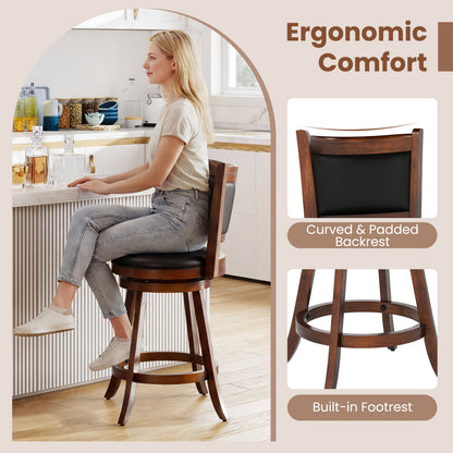 24 Inch Swivel Counter Stool, Upholstered Seat, Brown Bar Stools at Gallery Canada
