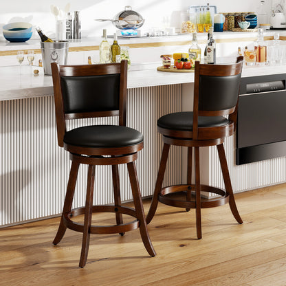 24 Inch Swivel Counter Stool, Upholstered Seat, Brown Bar Stools at Gallery Canada