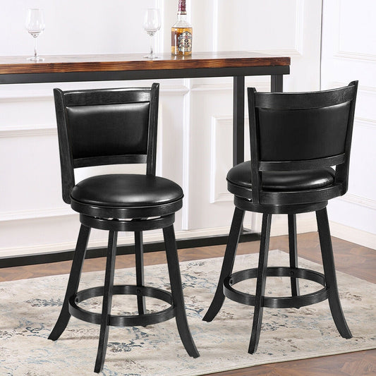 24 Inches Swivel Counter Stool, Upholstered Seat, Black Bar Stools Black at Gallery Canada