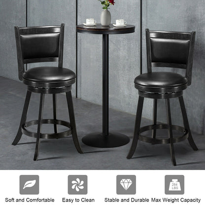 24 Inches Swivel Counter Stool, Upholstered Seat, Black Bar Stools at Gallery Canada