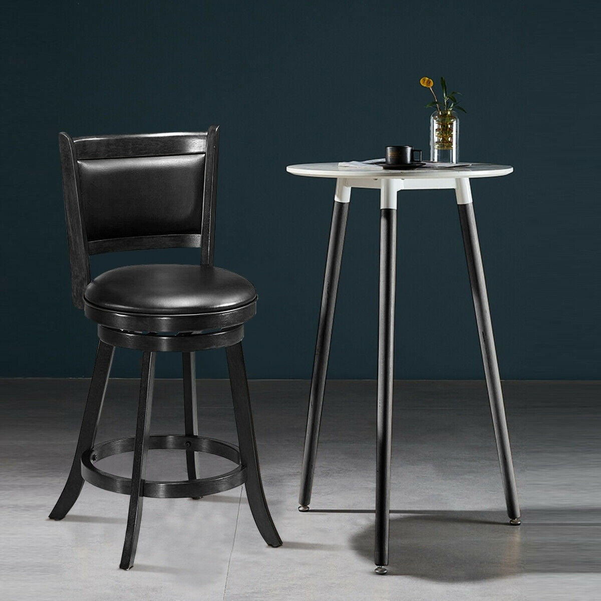 24 Inches Swivel Counter Stool, Upholstered Seat, Black Bar Stools at Gallery Canada