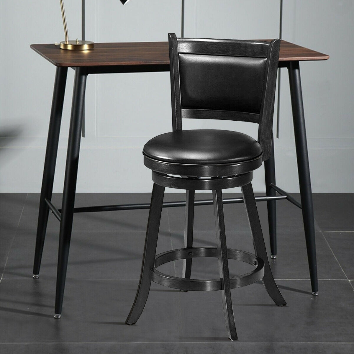24 Inches Swivel Counter Stool, Upholstered Seat, Black Bar Stools at Gallery Canada