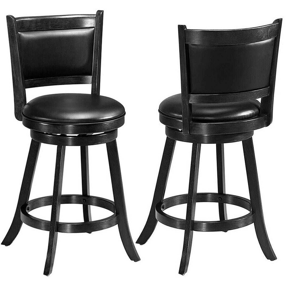 24 Inches Swivel Counter Stool, Upholstered Seat, Black Bar Stools at Gallery Canada