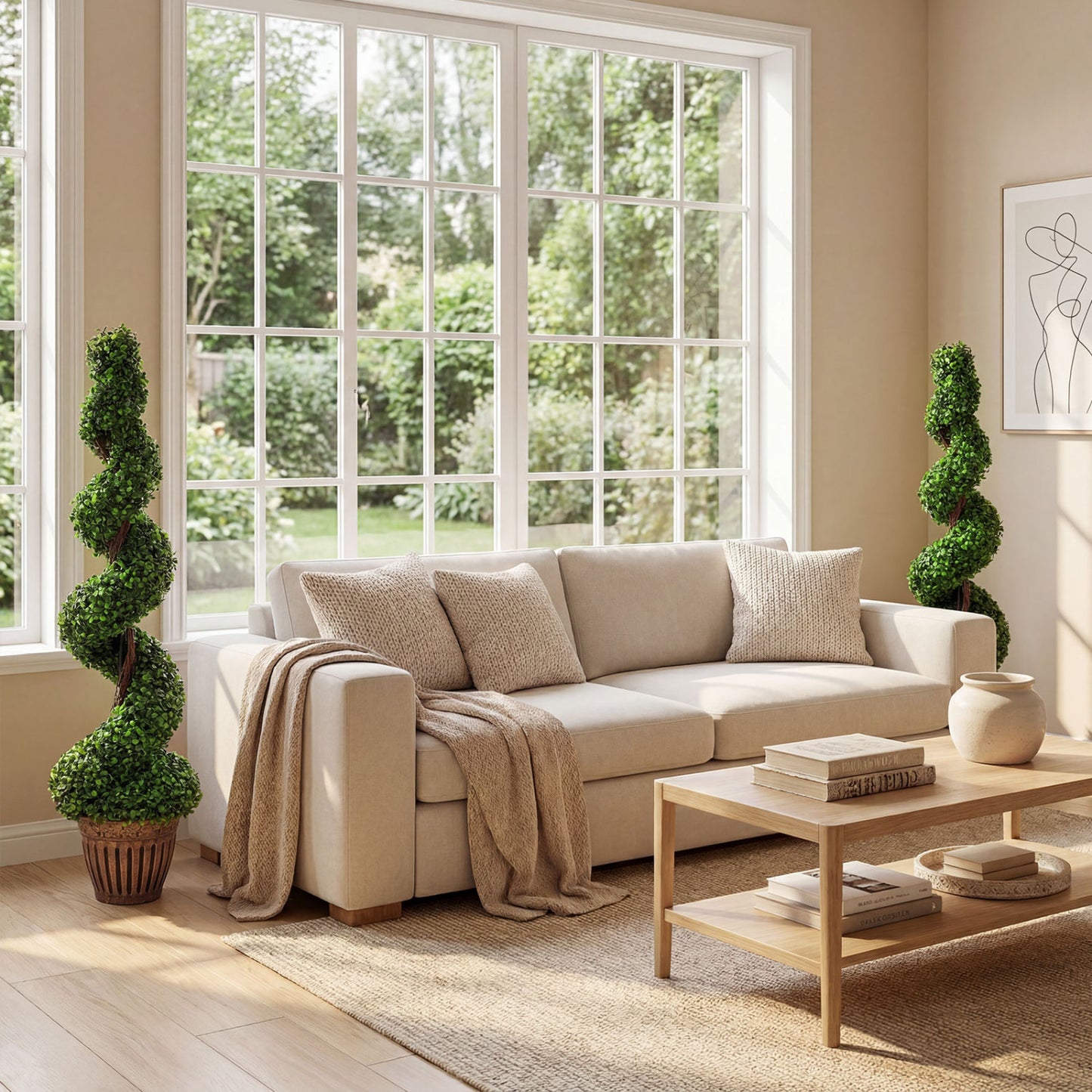 4 Feet Artificial Boxwood Spiral Tree Set, 2 Pieces, Green Faux Plants at Gallery Canada