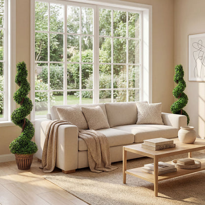 4 Feet Artificial Boxwood Spiral Tree Set, 2 Pieces, Green Faux Plants at Gallery Canada