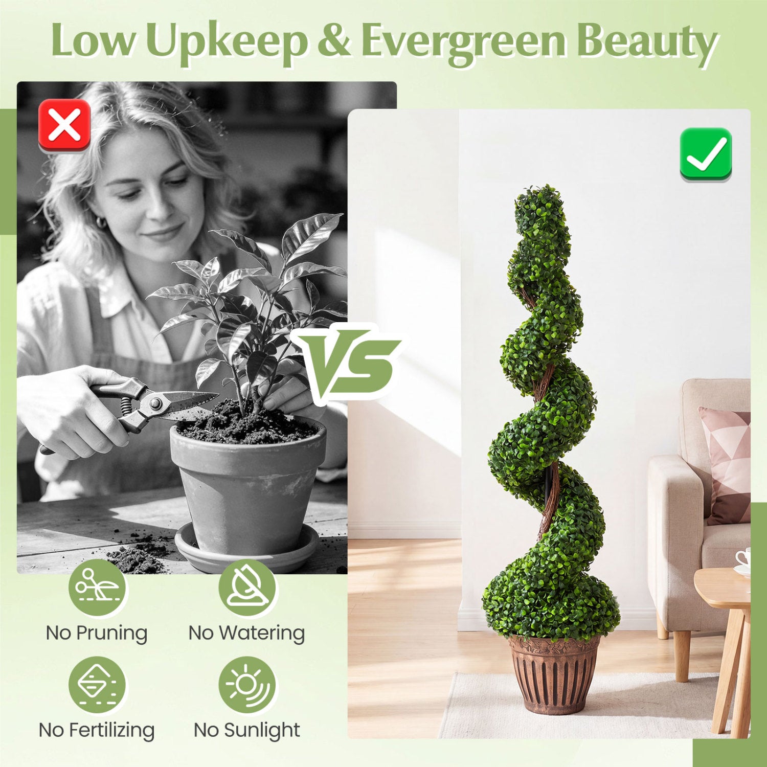 4 Feet Artificial Boxwood Spiral Tree Set, 2 Pieces, Green Faux Plants at Gallery Canada