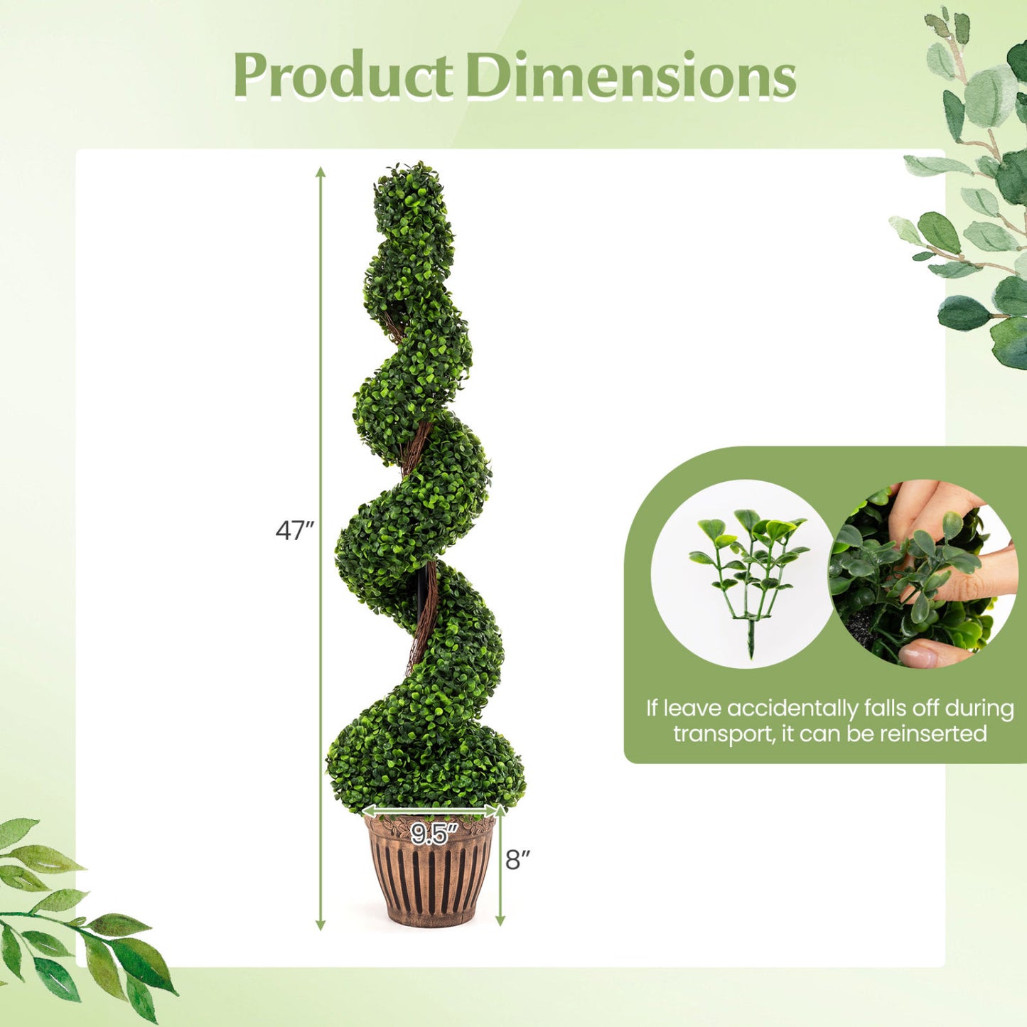4 Feet Artificial Boxwood Spiral Tree Set, 2 Pieces, Green Faux Plants at Gallery Canada