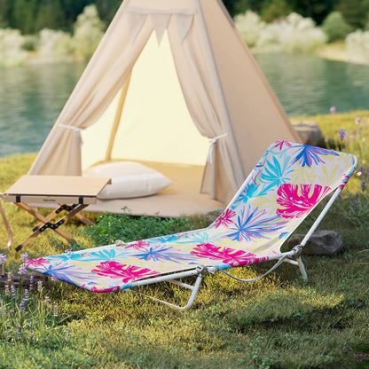 2 Pieces 5-position Lay Flat Beach Recliner with Carry Strap and Metal Frame, Pink Beach & Lawn Chairs at Gallery Canada