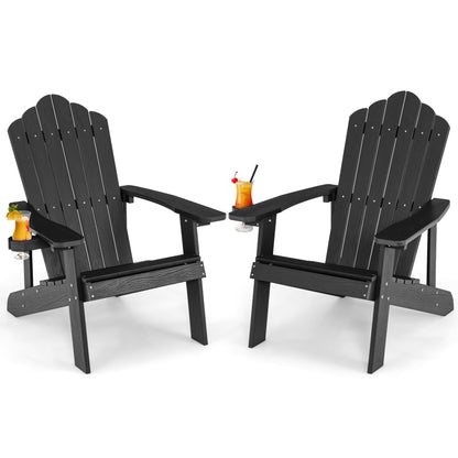 2 Pieces Adirondack Chair Set with Ergonomic Design for Porch and Backyard, Black Adirondack Chairs at Gallery Canada