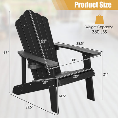 2 Pieces Adirondack Chair Set with Ergonomic Design for Porch and Backyard, Black Adirondack Chairs at Gallery Canada