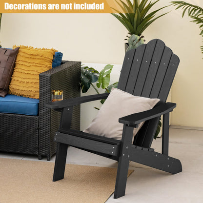 2 Pieces Adirondack Chair Set with Ergonomic Design for Porch and Backyard, Black Adirondack Chairs at Gallery Canada