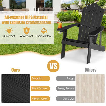 2 Pieces Adirondack Chair Set with Ergonomic Design for Porch and Backyard, Black Adirondack Chairs at Gallery Canada
