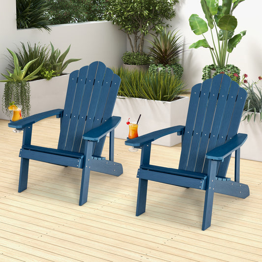 2 Pieces Adirondack Chair Set with Ergonomic Design for Porch and Backyard, Navy Adirondack Chairs Navy at Gallery Canada