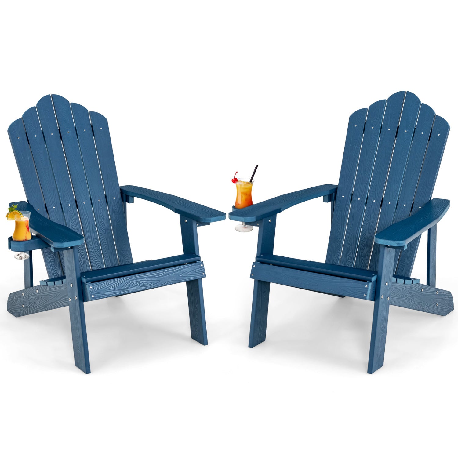 2 Pieces Adirondack Chair Set with Ergonomic Design for Porch and Backyard, Navy Adirondack Chairs Navy at Gallery Canada