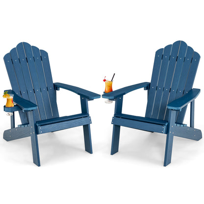 2 Pieces Adirondack Chair Set with Ergonomic Design for Porch and Backyard, Navy Adirondack Chairs Navy at Gallery Canada
