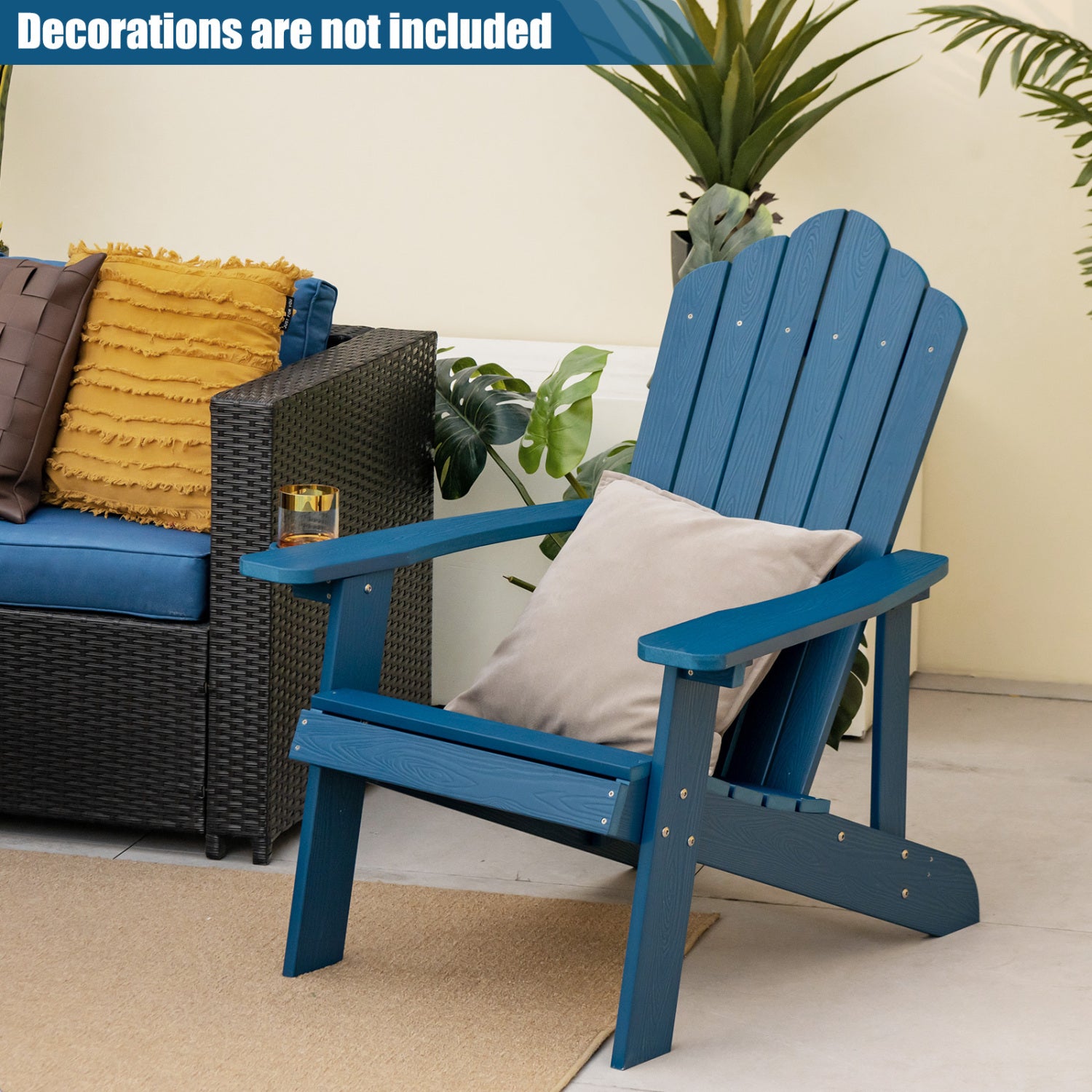 2 Pieces Adirondack Chair Set with Ergonomic Design for Porch and Backyard, Navy Adirondack Chairs at Gallery Canada