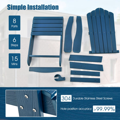 2 Pieces Adirondack Chair Set with Ergonomic Design for Porch and Backyard, Navy Adirondack Chairs at Gallery Canada