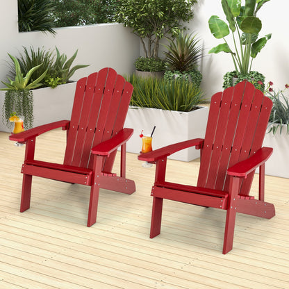 2 Pieces Adirondack Chair Set with Ergonomic Design for Porch and Backyard, Red Adirondack Chairs at Gallery Canada