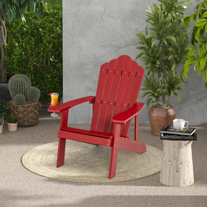 2 Pieces Adirondack Chair Set with Ergonomic Design for Porch and Backyard, Red Adirondack Chairs at Gallery Canada