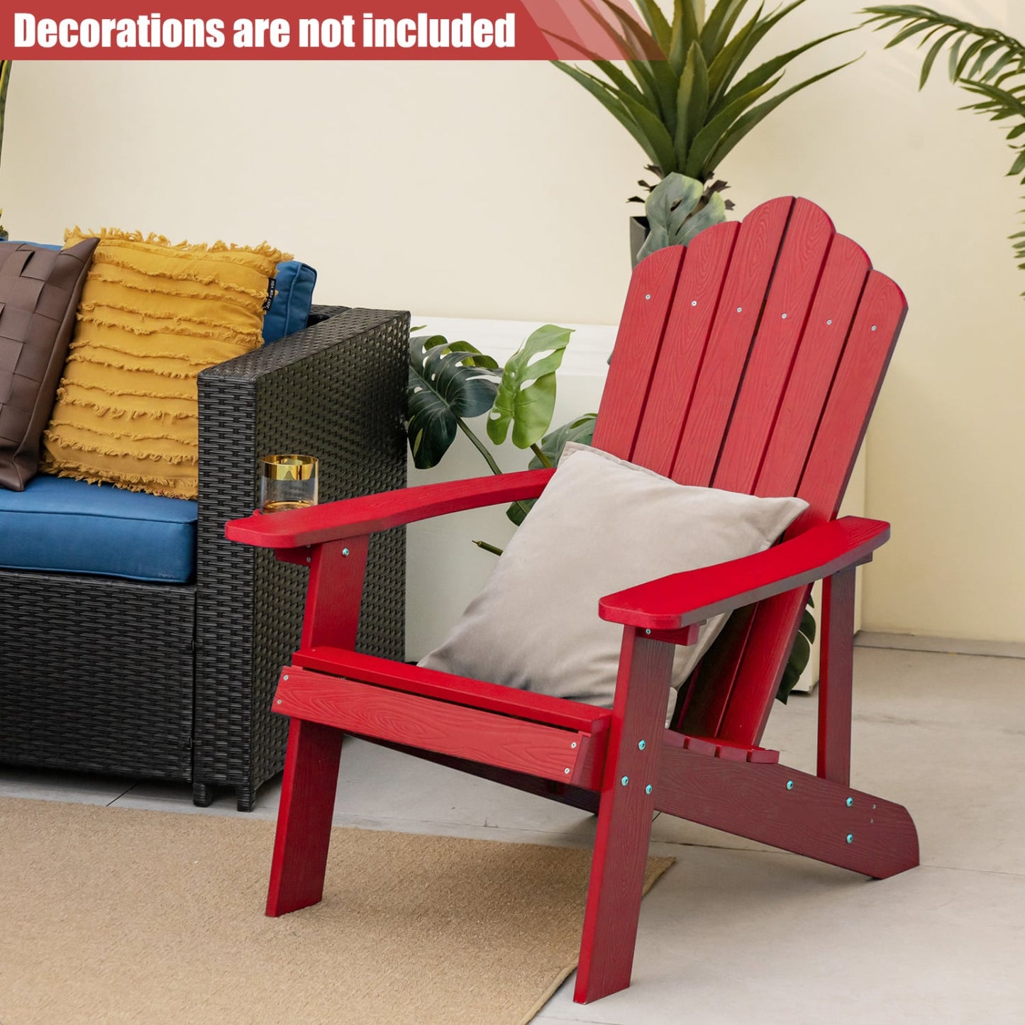 2 Pieces Adirondack Chair Set with Ergonomic Design for Porch and Backyard, Red Adirondack Chairs at Gallery Canada