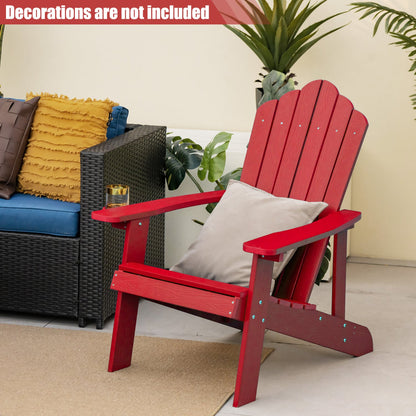 2 Pieces Adirondack Chair Set with Ergonomic Design for Porch and Backyard, Red Adirondack Chairs at Gallery Canada