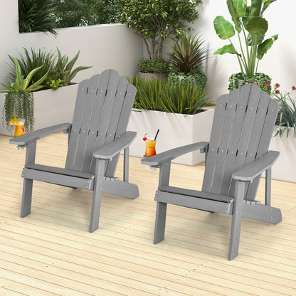2 Pieces Adirondack Chair Set with Ergonomic Design for Porch and Backyard, Silver Gray Adirondack Chairs at Gallery Canada