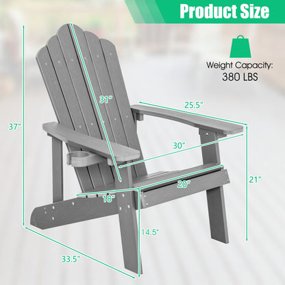 2 Pieces Adirondack Chair Set with Ergonomic Design for Porch and Backyard, Silver Gray Adirondack Chairs at Gallery Canada